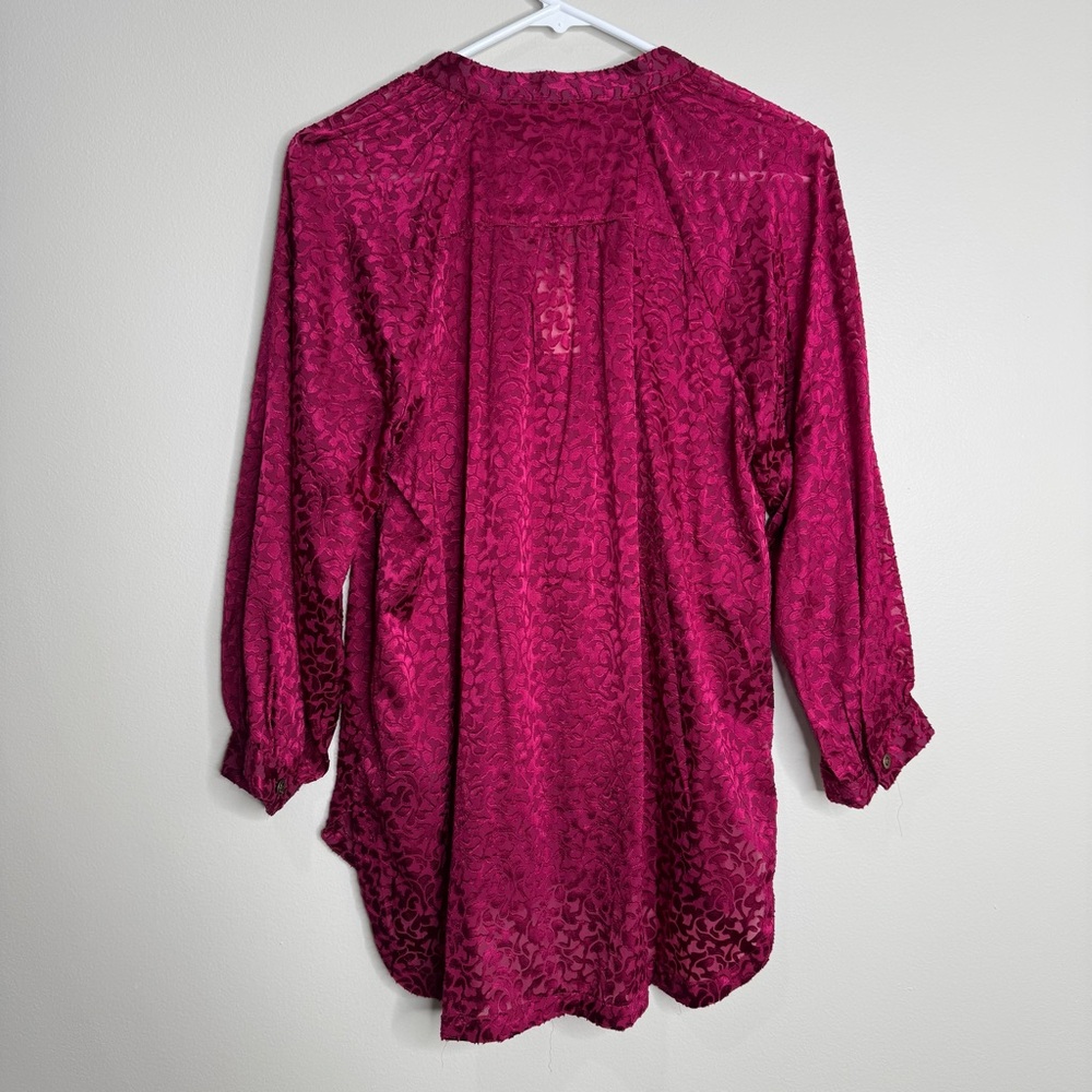 NWT Anthropologie Susanna Berry Velvet Burnout Floral Vampy Button Up Blouse S - Picture 10 of 10